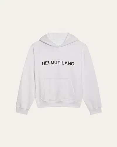 Helmut Lang Men's Relaxed-fit Stencil Cotton Hoodie In White