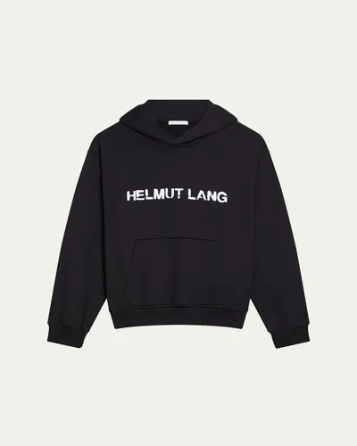 Helmut Lang Men's Relaxed-fit Stencil Cotton Hoodie In Black