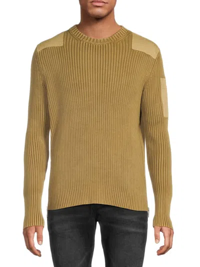 Helmut Lang Men's Rib-knit Cotton Crewneck Sweater In Brown