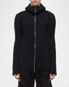 Helmut Lang Safety Convertible Merino Wool Rib Balaclava Cardigan In Black
