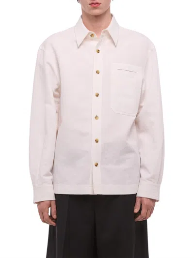 Helmut Lang Men's Sailor Cotton Overshirt In Neutral