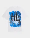 Helmut Lang Blue Scribble Tee In White/blue