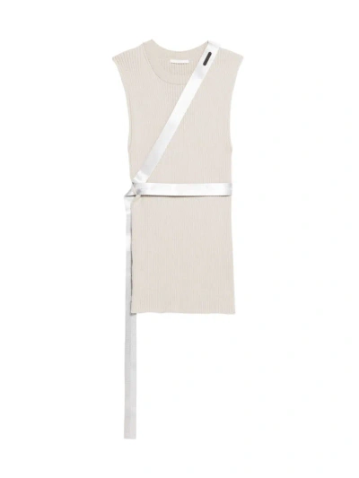 Helmut Lang Men's Seatbelt Rib-knit Tank Top In Sand