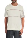 Helmut Lang Men's Sheer Striped Linen T-shirt In White