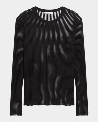 Helmut Lang Men's Sheer Vertical Ribbed Top