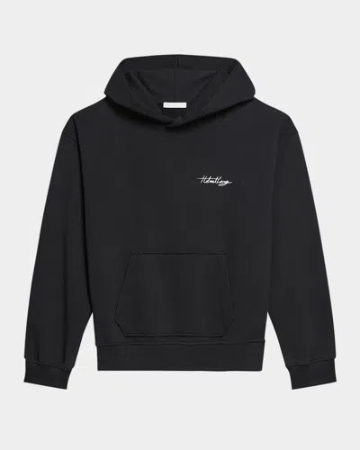 Helmut Lang Sketch Compact Cotton Graphic Hoodie In Black