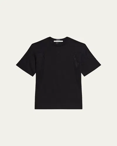 Helmut Lang Men's Sport Mesh-panel Crewneck T-shirt In Blk