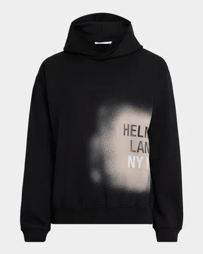 Helmut Lang Men's Spray Logo Cotton Hoodie In Black