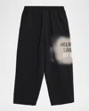 Helmut Lang Men's Spray Logo Cotton Relaxed-fit Sweatpants In Black