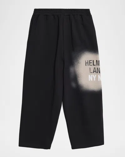 Helmut Lang Men's Spray Logo Cotton Relaxed-fit Sweatpants In Black