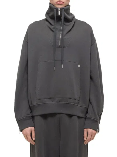 Helmut Lang Men's Suitcase Funnelneck Sweatshirt In Black Sand
