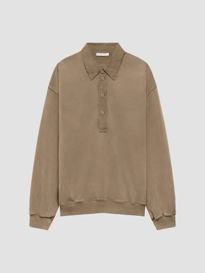 Helmut Lang Men's Terry Polo Sweatshirt In Ochre