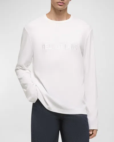 Helmut Lang Men's Oversized Long-sleeve Logo Tee In White
