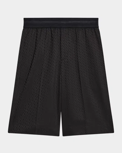 Helmut Lang Men's Tonal Monogram Pull-on Shorts In Black