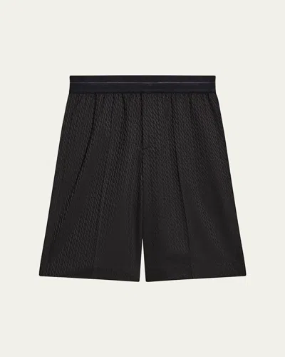 Helmut Lang Men's Tonal Monogram Pull-on Shorts In Blk/blk