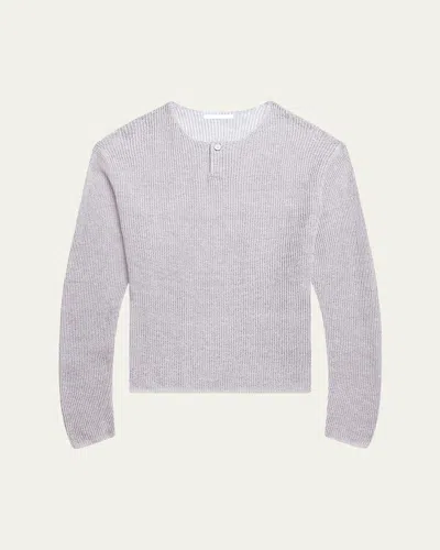 Helmut Lang Men's Waffle-knit Henley T-shirt In Gray