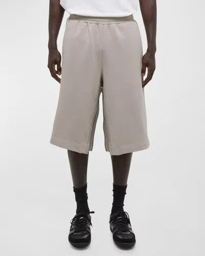 Helmut Lang Men's Wide-leg Gusset Shorts In Stone