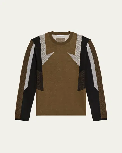 HELMUT LANG MEN'S WOOL MESH PANELED SWEATER