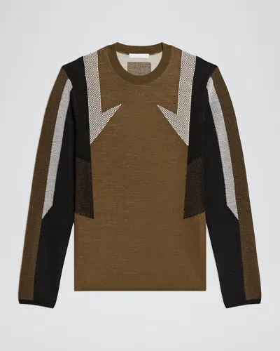 HELMUT LANG MEN'S WOOL MESH PANELED SWEATER