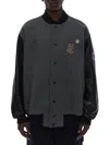 Helmut Lang Logo Varsity Bomber Jacket In Grey