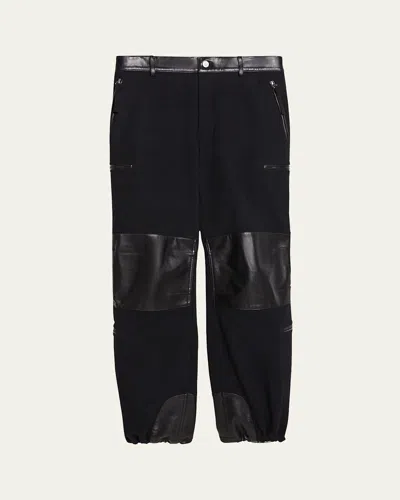 Helmut Lang Men's Work Pants With Leather Patches In Blk