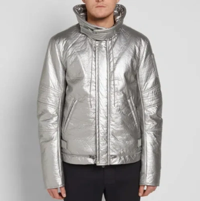 Pre-owned Helmut Lang Mens Puffer Astro Moto Long Sleeve Stylish Silver Size S H07rm401