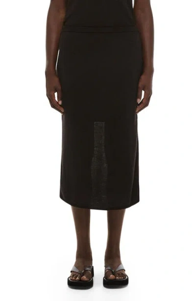 Helmut Lang Merino Wool Blend Midi Sweater Skirt In Brown