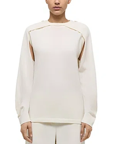 Helmut Lang Merino Wool Layered Shrug Sweater In White