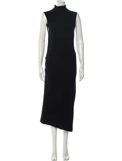 Pre-owned Helmut Lang Merino Wool Long Dress In Blue