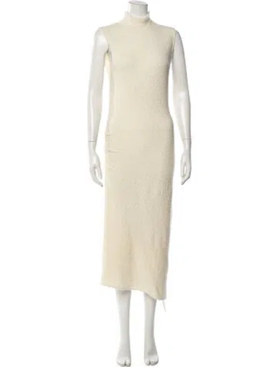 Pre-owned Helmut Lang Merino Wool Long Dress In Neutral
