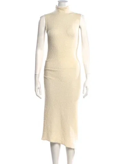 Pre-owned Helmut Lang Merino Wool Long Dress In Neutral