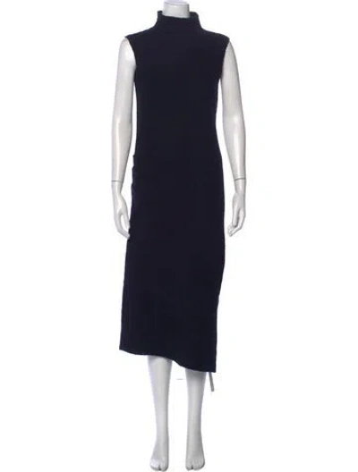 Pre-owned Helmut Lang Merino Wool Midi Length Dress In Black