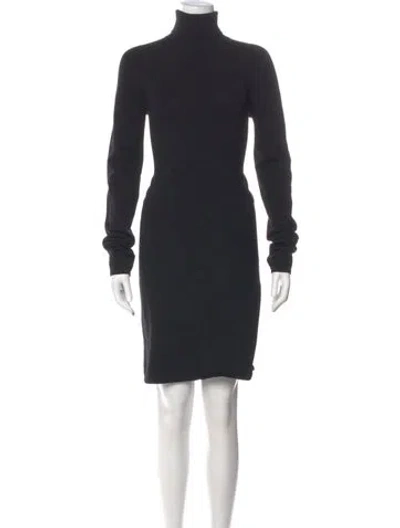 Pre-owned Helmut Lang Merino Wool Mini Dress In Gray