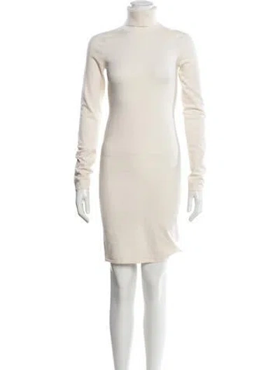 Pre-owned Helmut Lang Merino Wool Mini Dress In Neutral