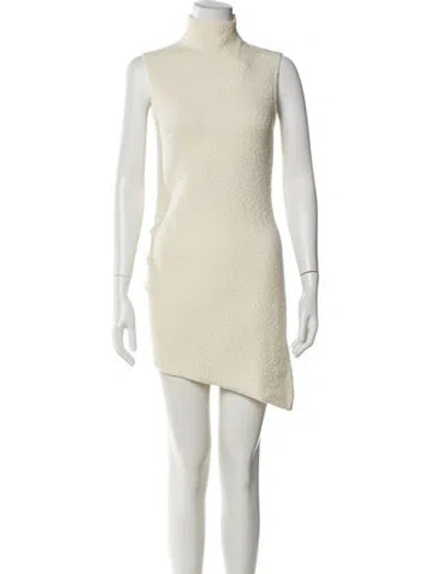 Pre-owned Helmut Lang Merino Wool Mini Dress W/ Tags In Neutral