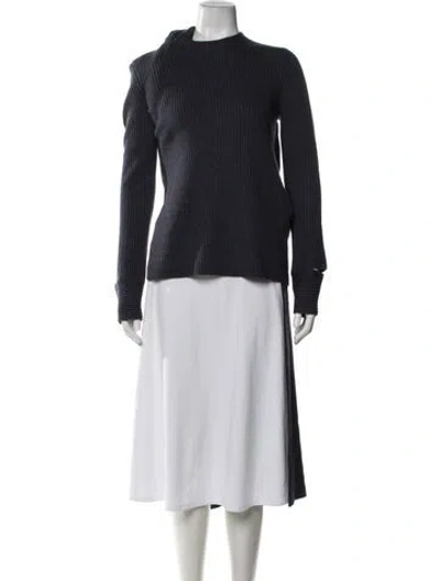 Pre-owned Helmut Lang Merino Wool Mock Neck Sweater W/ Tags In Blue