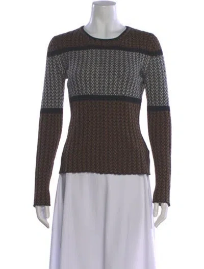 Pre-owned Helmut Lang Merino Wool Patterned Top In Brown