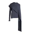 Helmut Lang Draped Rib Sweater In Navy