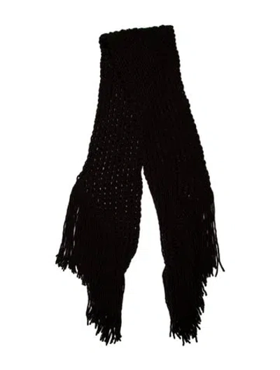 Pre-owned Helmut Lang Merino Wool Striped Scarf In Brown