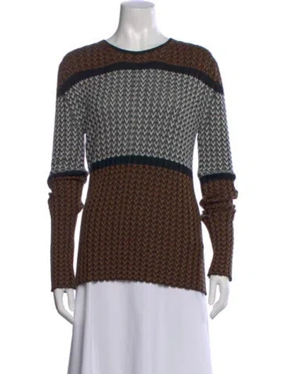 Pre-owned Helmut Lang Merino Wool Striped Sweater In Brown