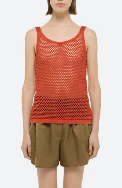 Helmut Lang Scoop-neck Mesh Tank Top In Orange