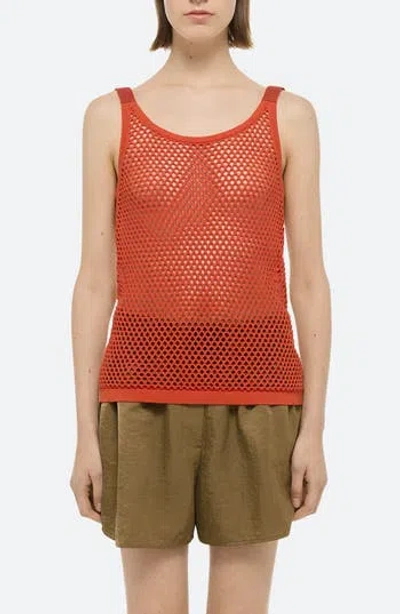 Helmut Lang Mesh Cotton Tank In Safety Orange