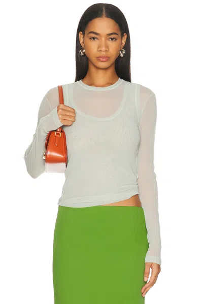 Helmut Lang Mesh Layered Long Sleeve Top In White