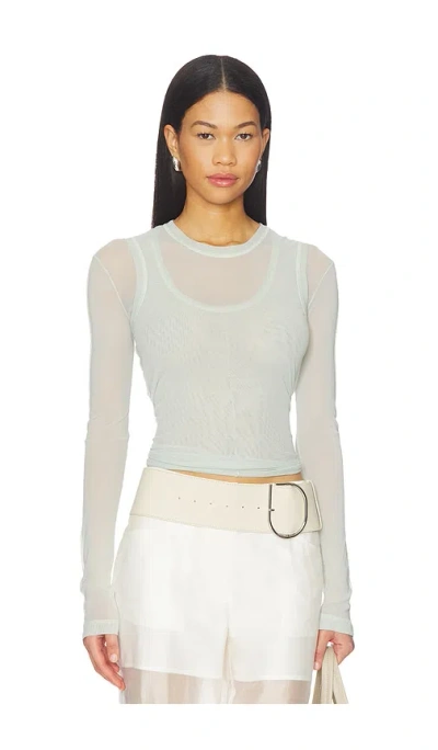 Helmut Lang Mesh Layered Long Sleeve Top In Blue