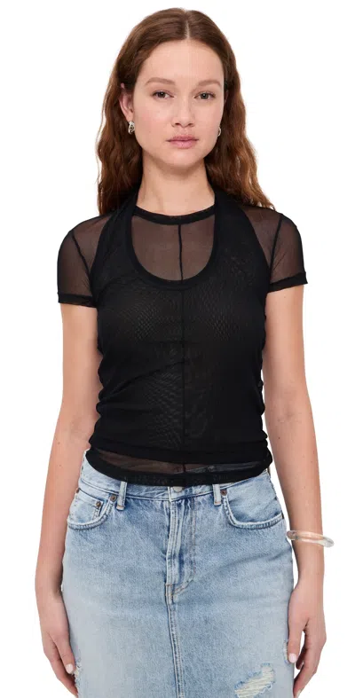 HELMUT LANG MESH LAYERED TEE BLACK