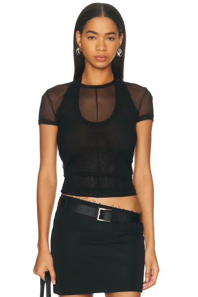 Helmut Lang Mesh Layered Tee In Black