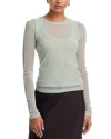 Helmut Lang Layered Mesh Long Sleeve T-shirt In Green