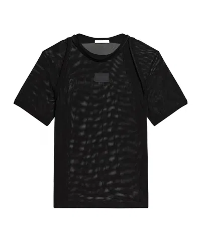 Helmut Lang Mesh Logo Tee In Black