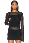 Helmut Lang Mesh Long Sleeve Top In Black