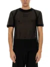 Helmut Lang Semi-transparent Mesh T-shirt With Graphic Print